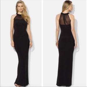 Lauren Ralph Lauren beaded illusion halter gown